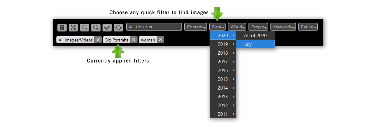 ImageRanger filtering to search photos