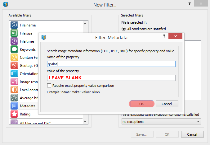 Finding all pictures with GPS information